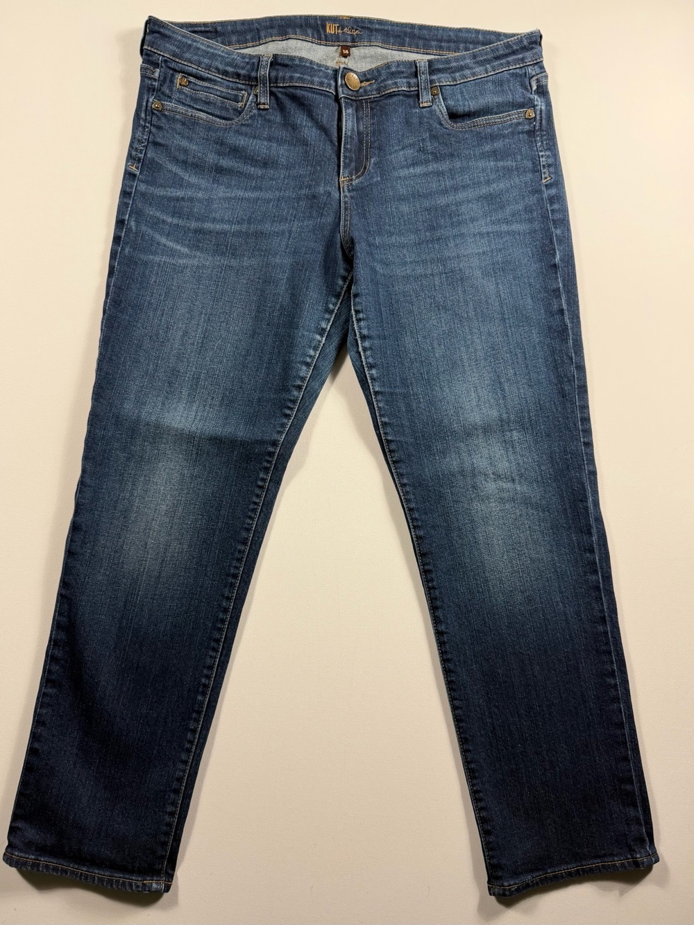KUT from the Kloth Jeans 14 32 Straight Leg Mid Rise Stretch Denim Blue
